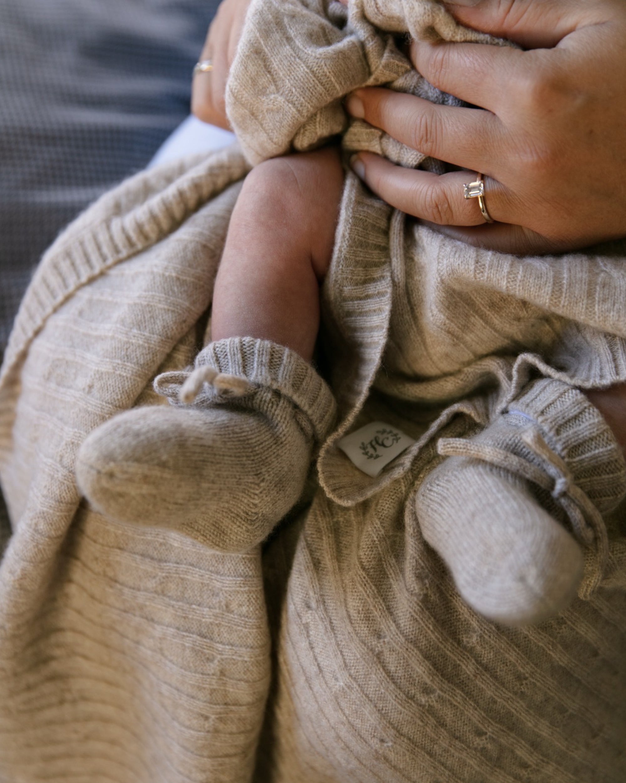 Cashmere Baby Booties - Toast
