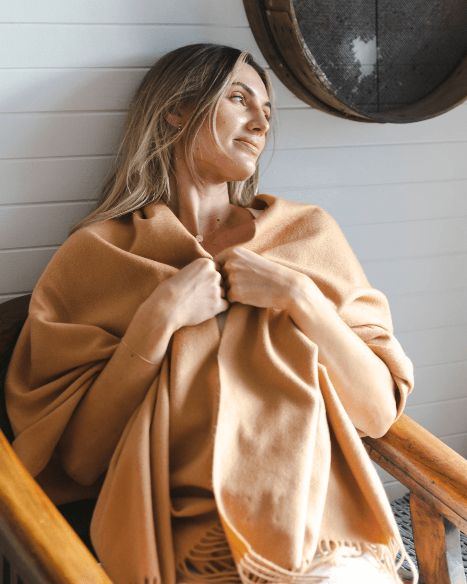 Alma Large Cashmere Wrap - Almond