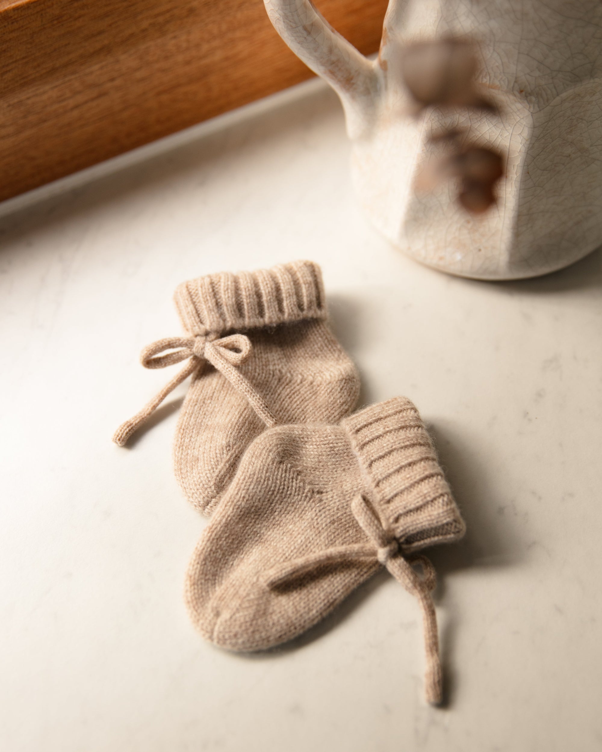 Cashmere Baby Booties - Toast