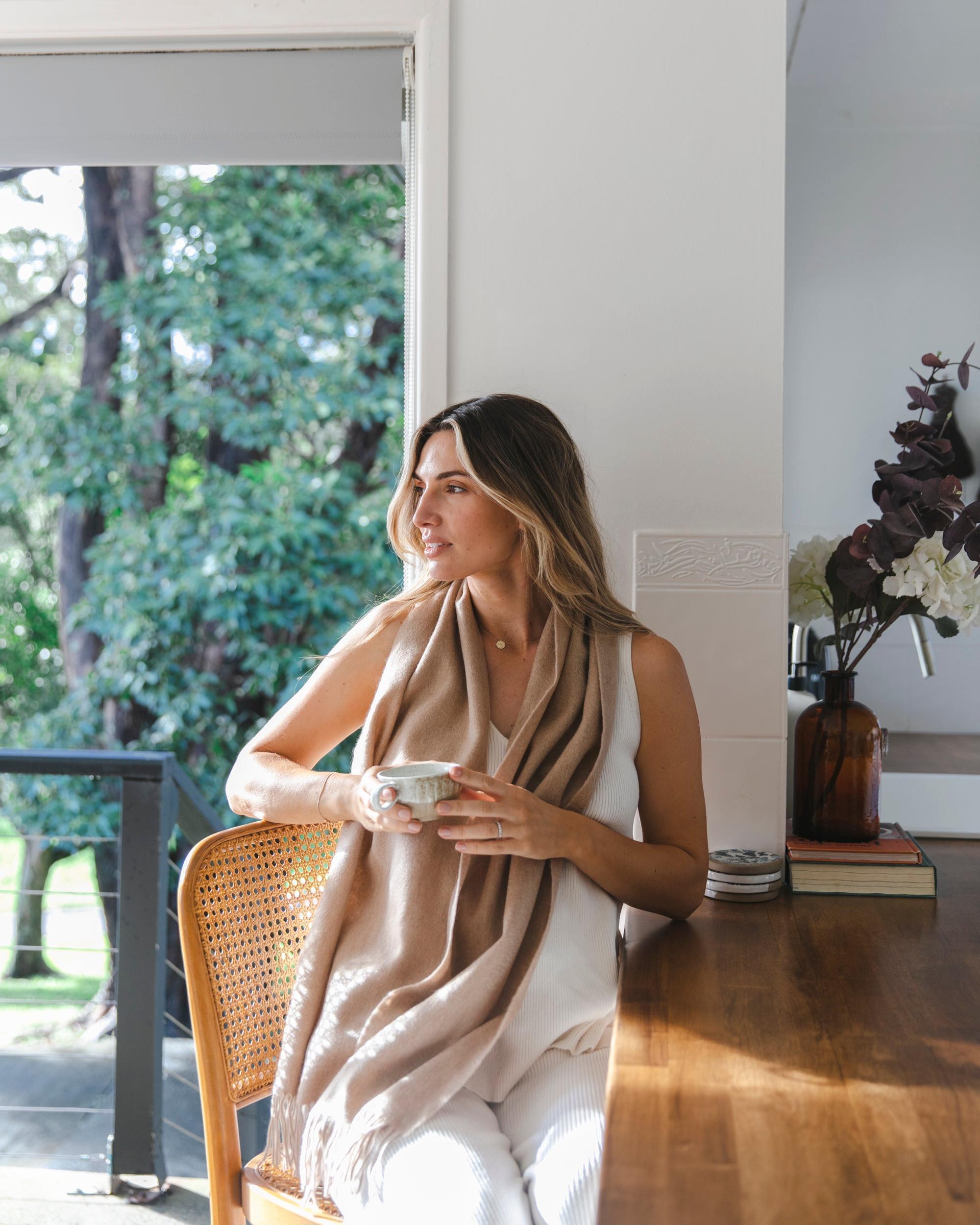 Sofia Cashmere Scarf - Sand