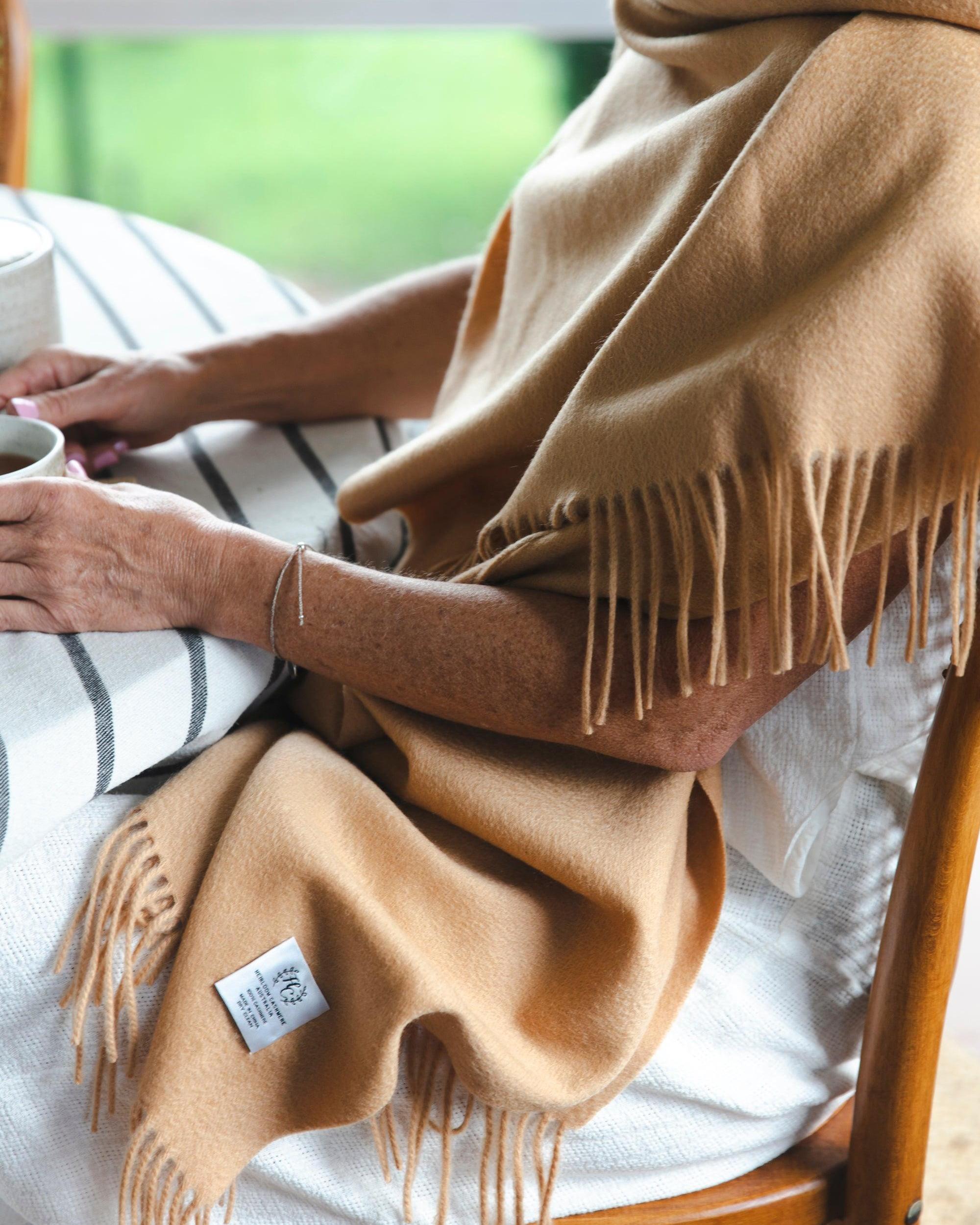 Alma Large Cashmere Wrap - Almond - Heirloom Cashmere Australia