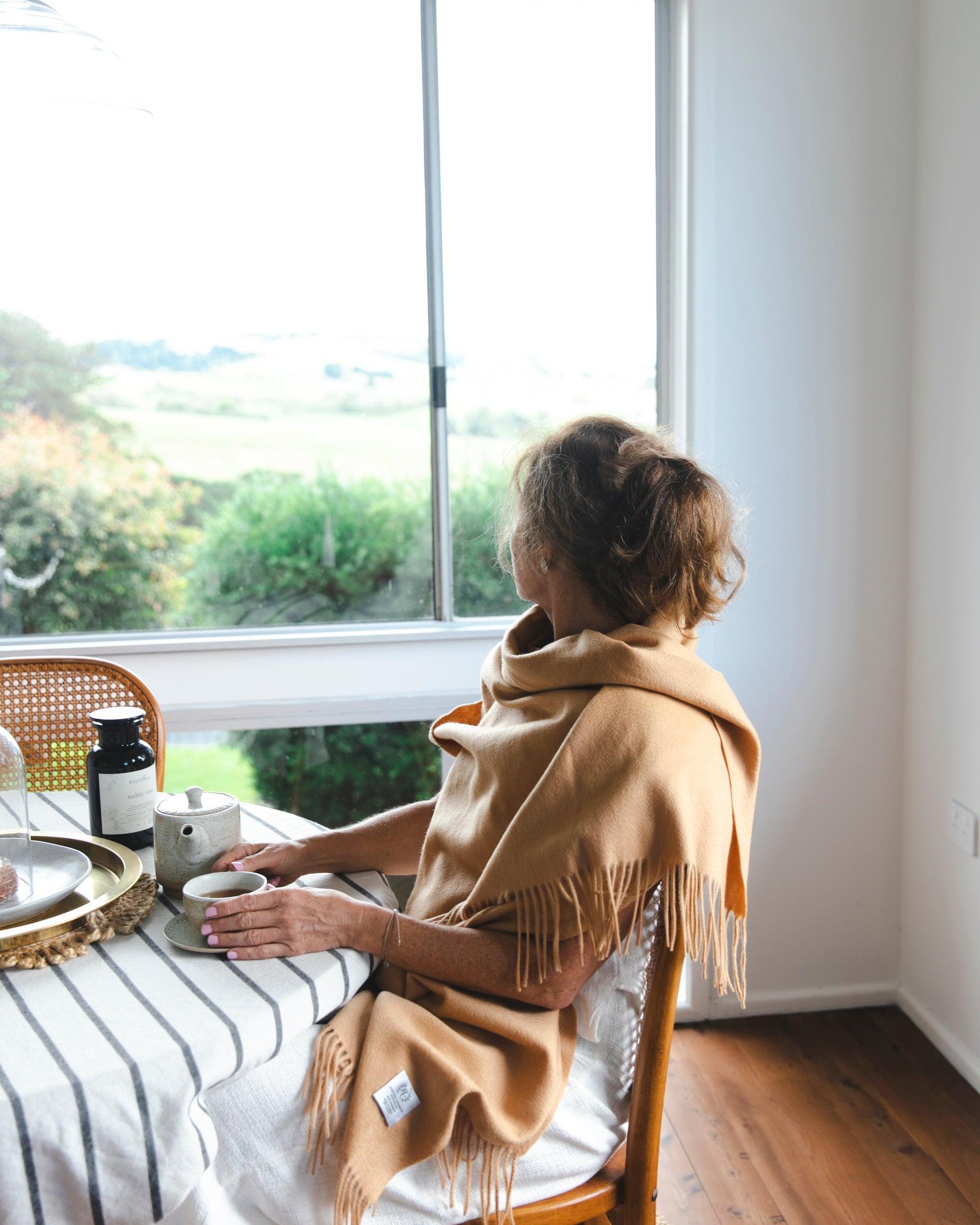 Alma Large Cashmere Wrap - Almond - Heirloom Cashmere Australia