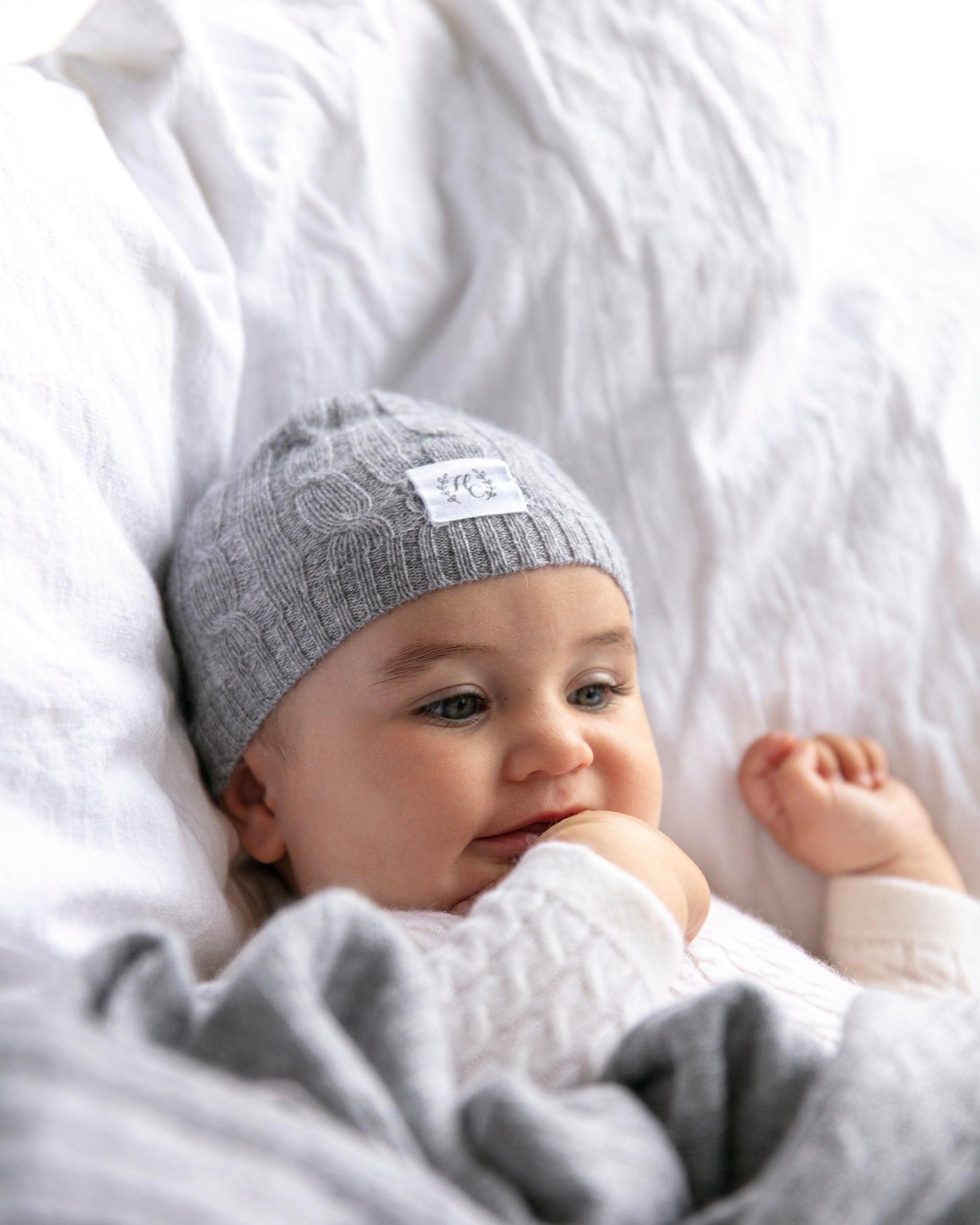 Cashmere Baby Beanie - Ash - Heirloom Cashmere Australia