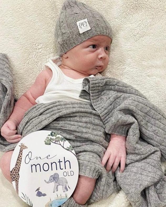 Cashmere Baby Beanie - Ash - Heirloom Cashmere Australia