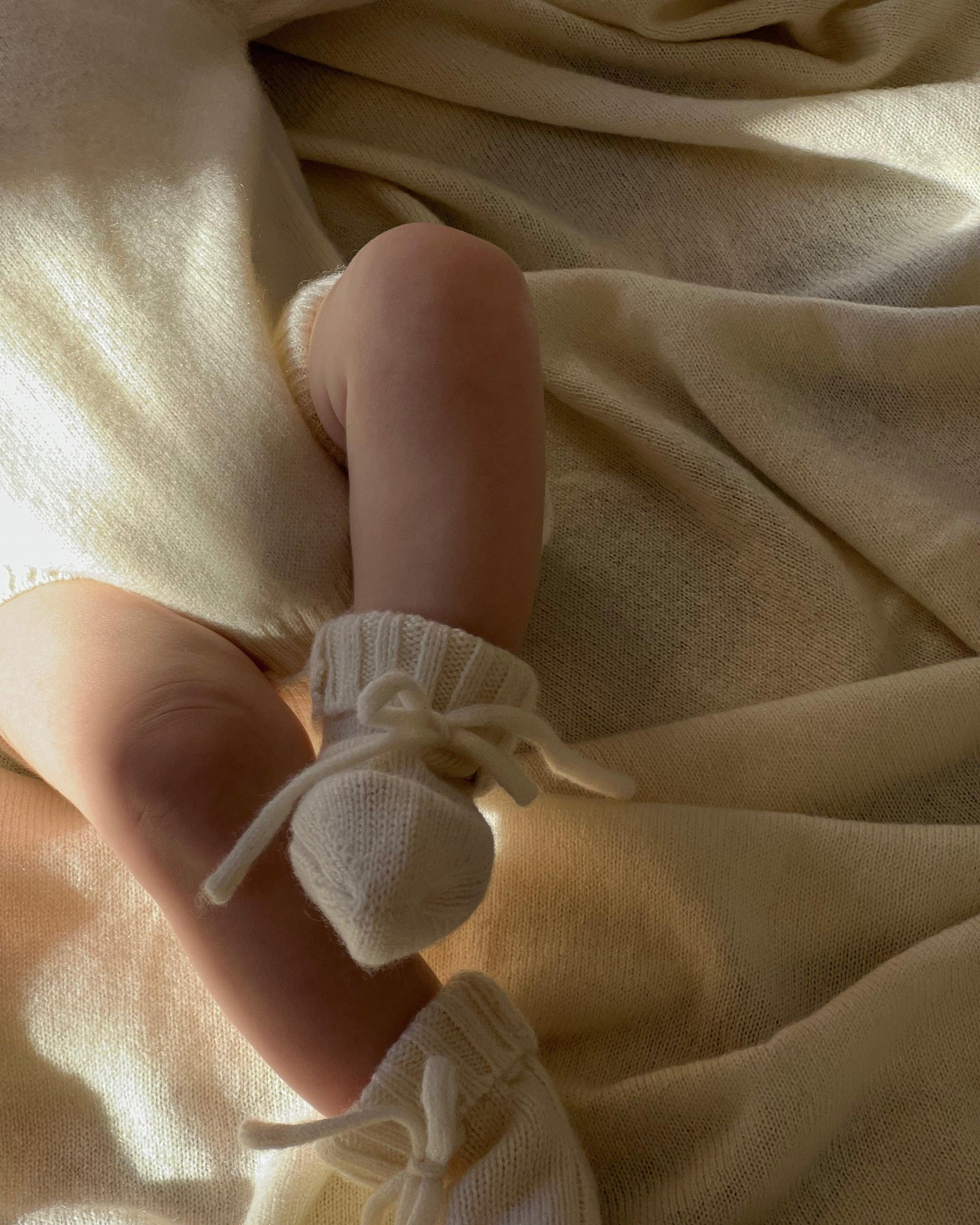 Cashmere Baby Booties - Snow - Heirloom Cashmere Australia
