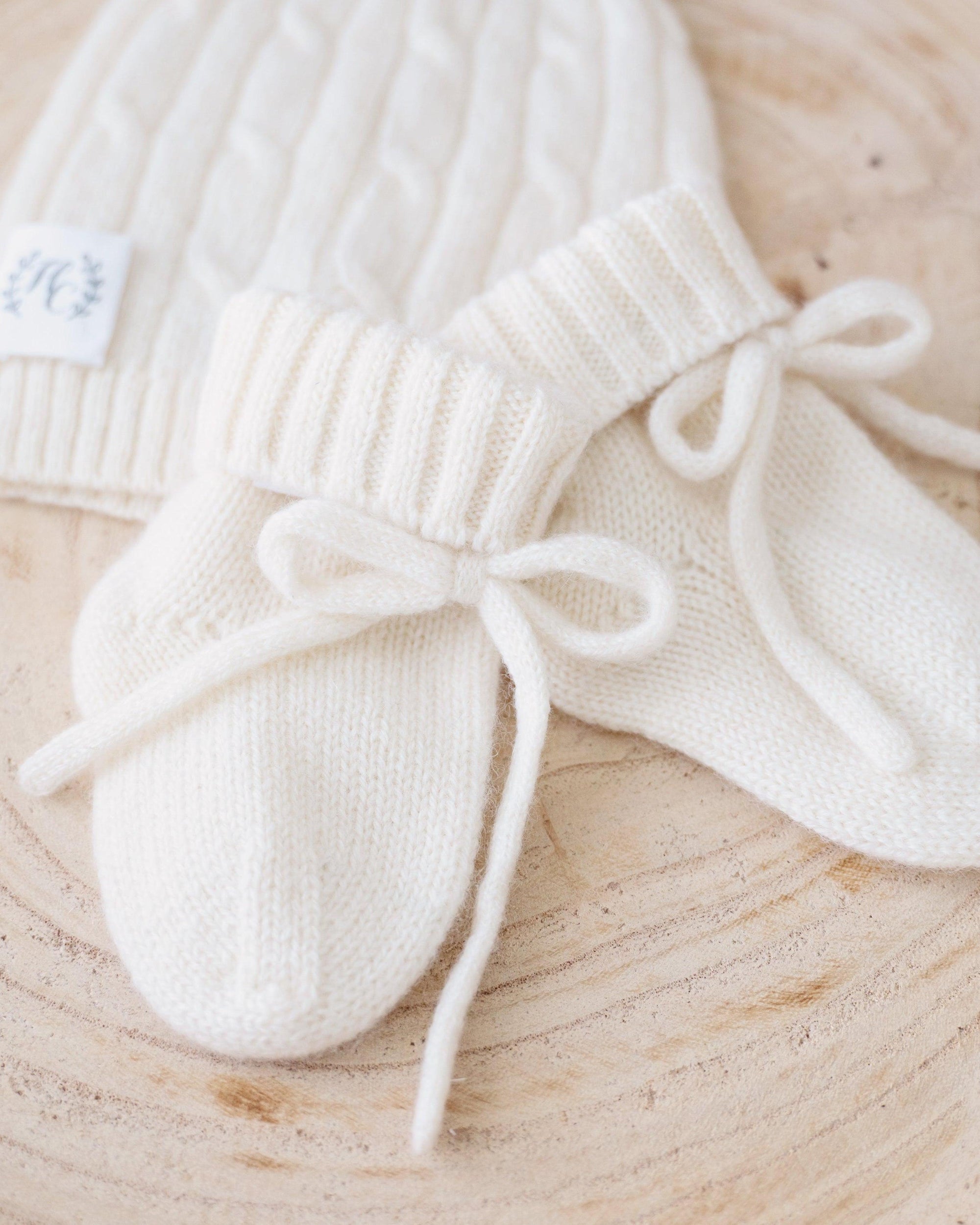 Cashmere Baby Booties - Snow - Heirloom Cashmere Australia