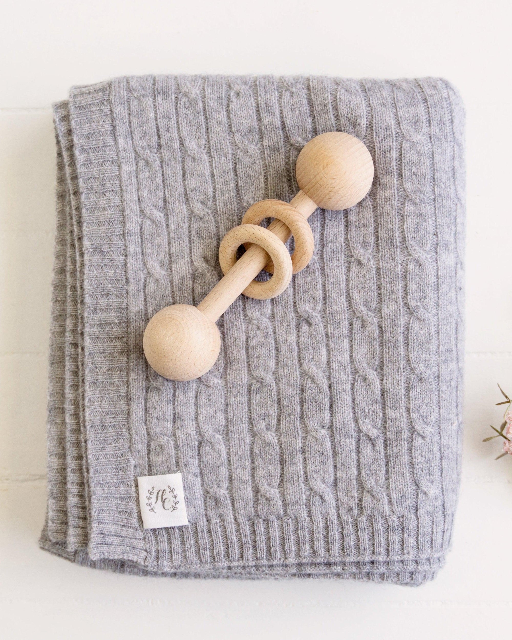 Cashmere Cable Knit Baby Blanket - Ash - Heirloom Cashmere Australia