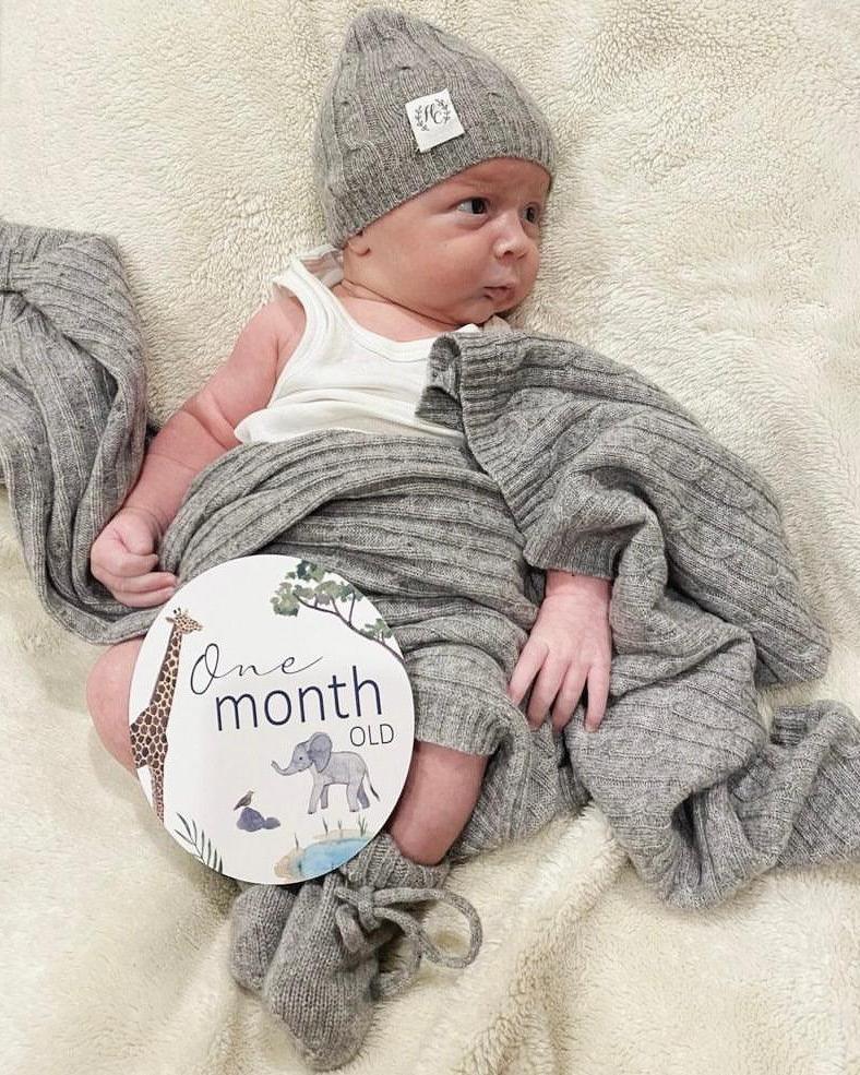 Cashmere Cable Knit Baby Blanket - Ash - Heirloom Cashmere Australia