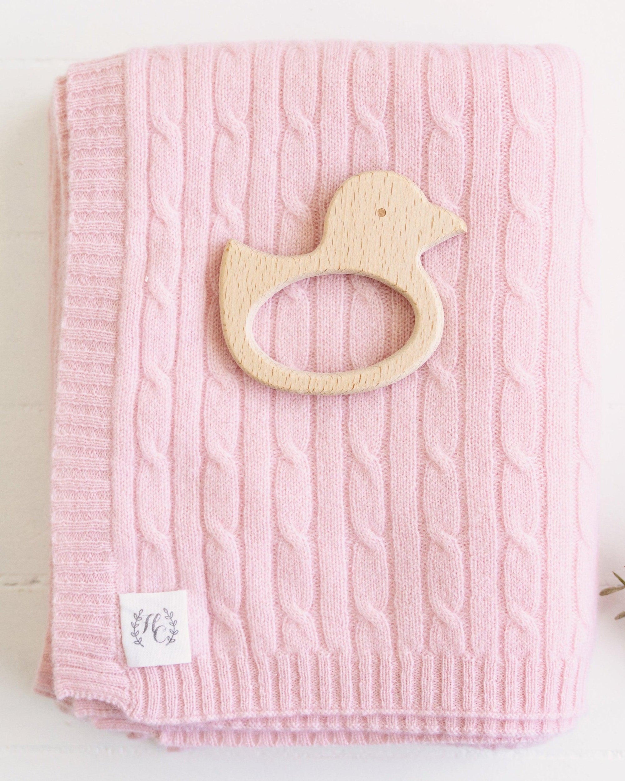 Cashmere Cable Knit Baby Blanket - Blush - Heirloom Cashmere Australia