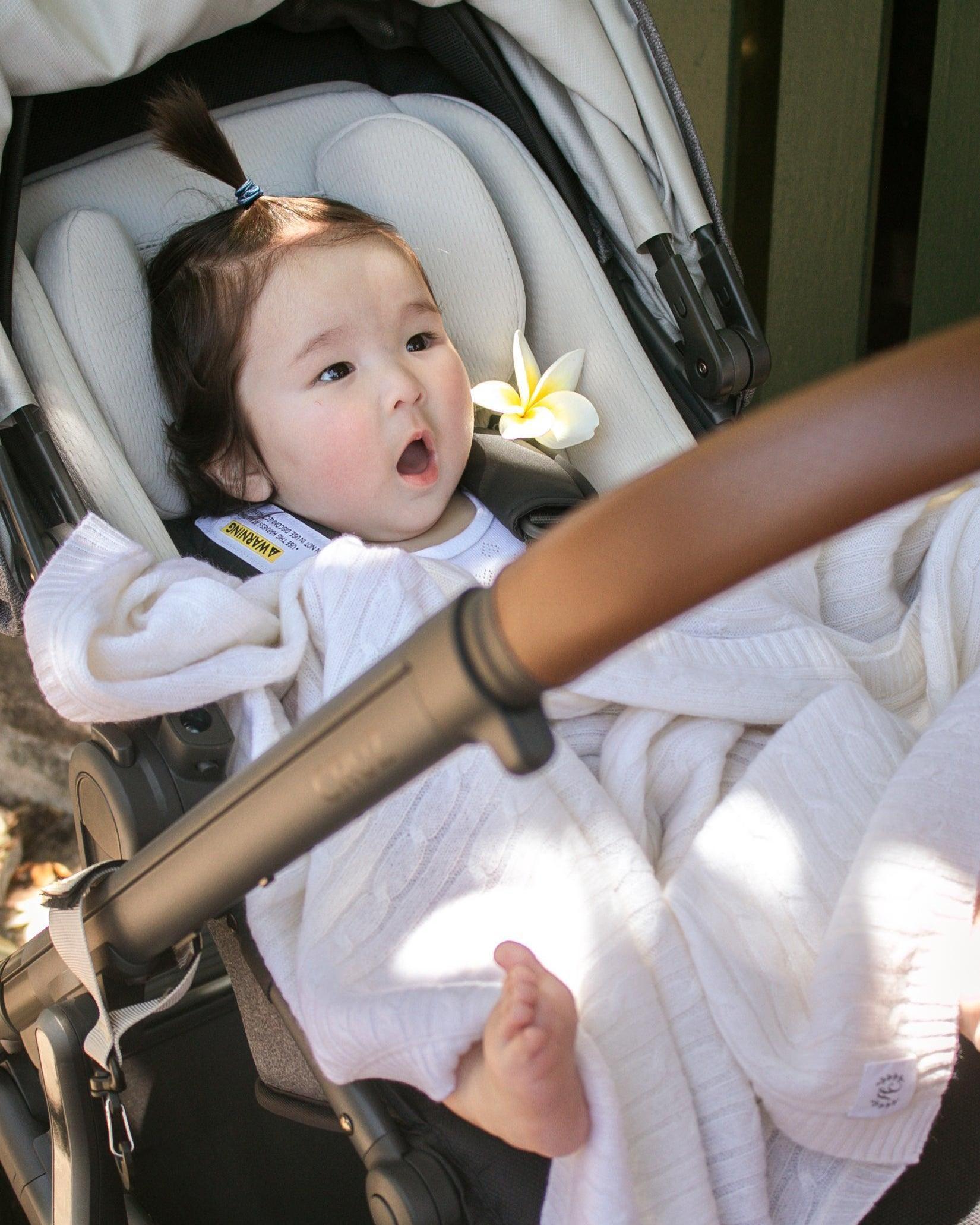 Cashmere Cable Knit Baby Blanket - Snow - Heirloom Cashmere Australia