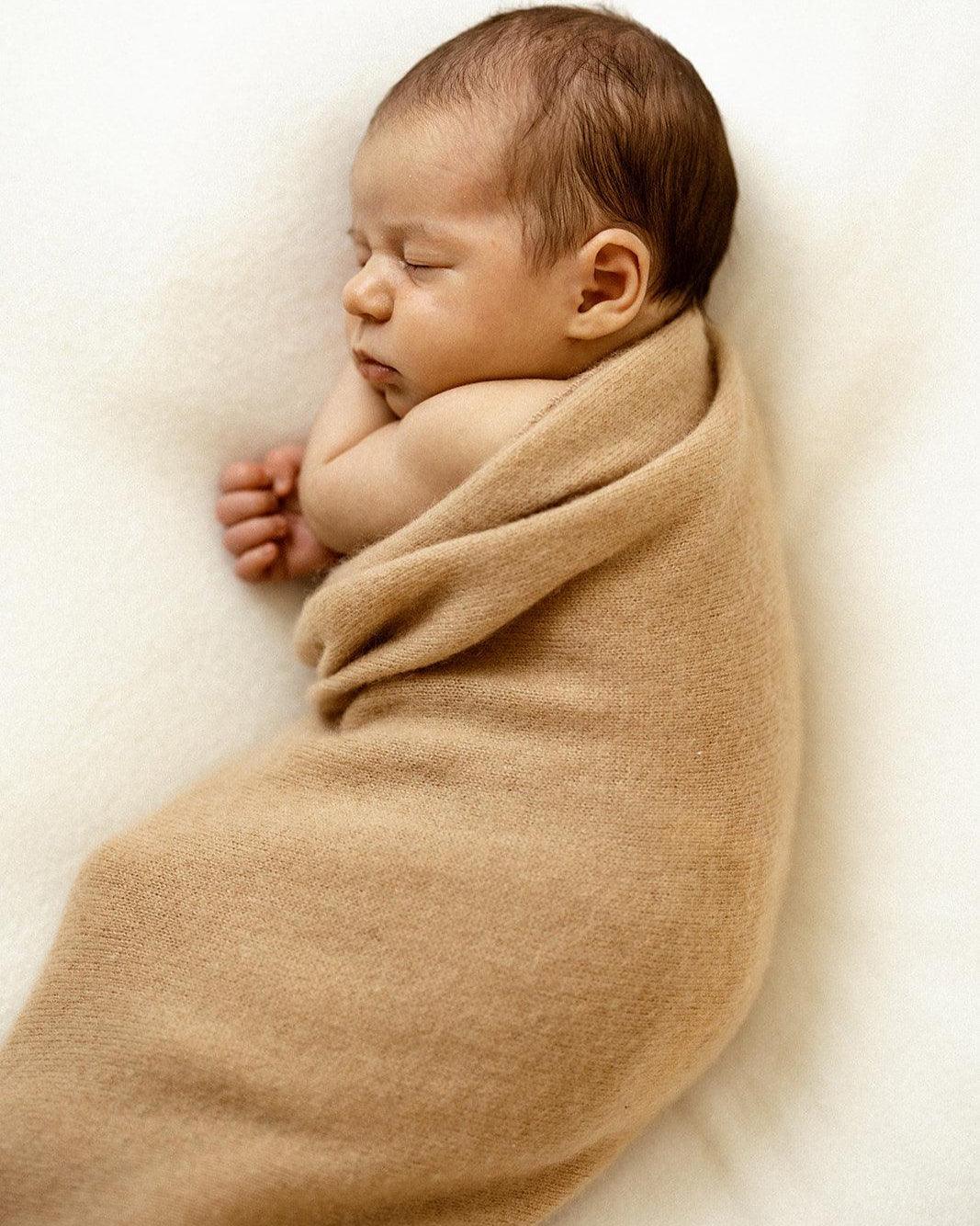 Cashmere Plain Knit Baby Blanket - Cinnamon - Heirloom Cashmere Australia