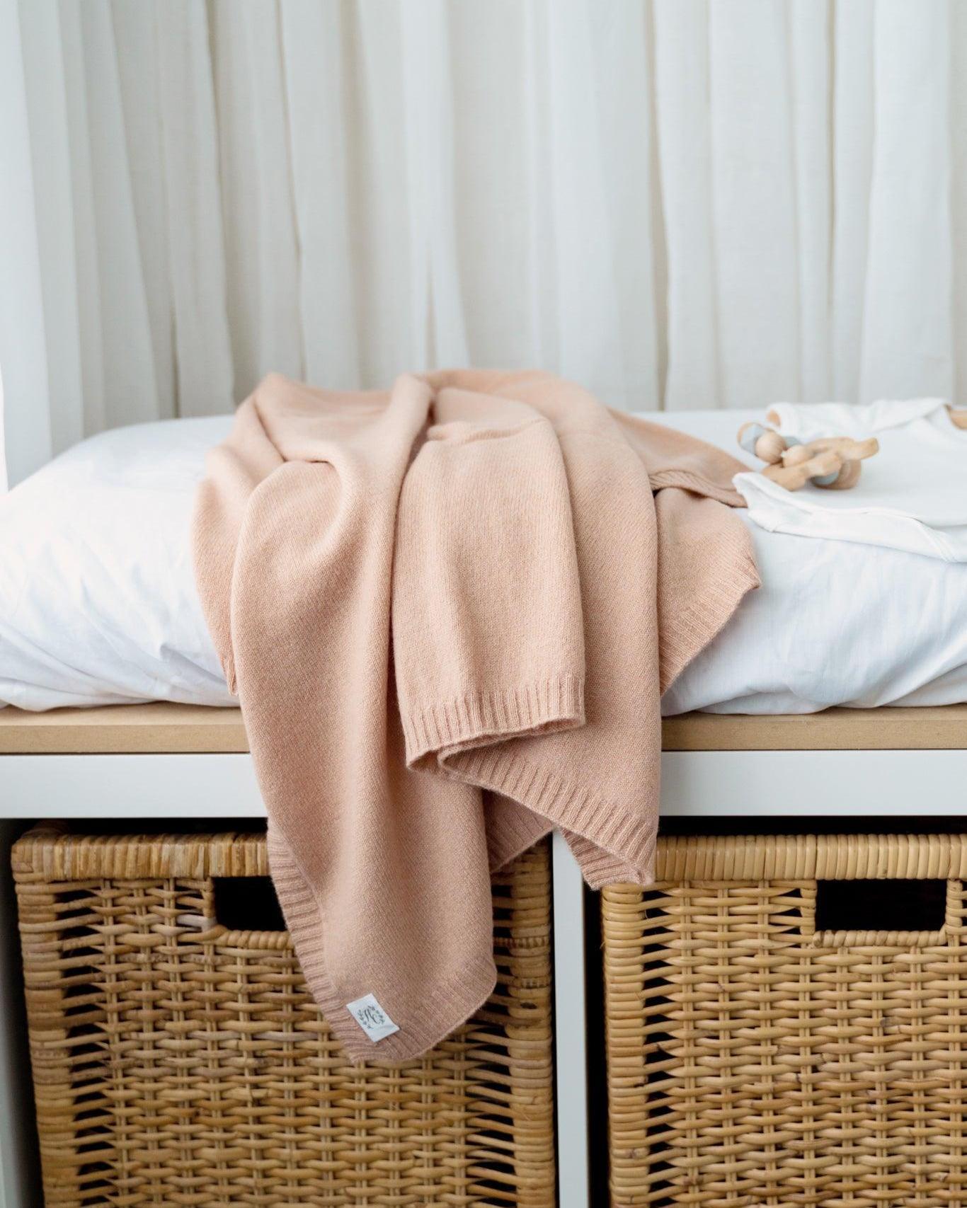 Cashmere Plain Knit Baby Blanket - Cinnamon - Heirloom Cashmere Australia