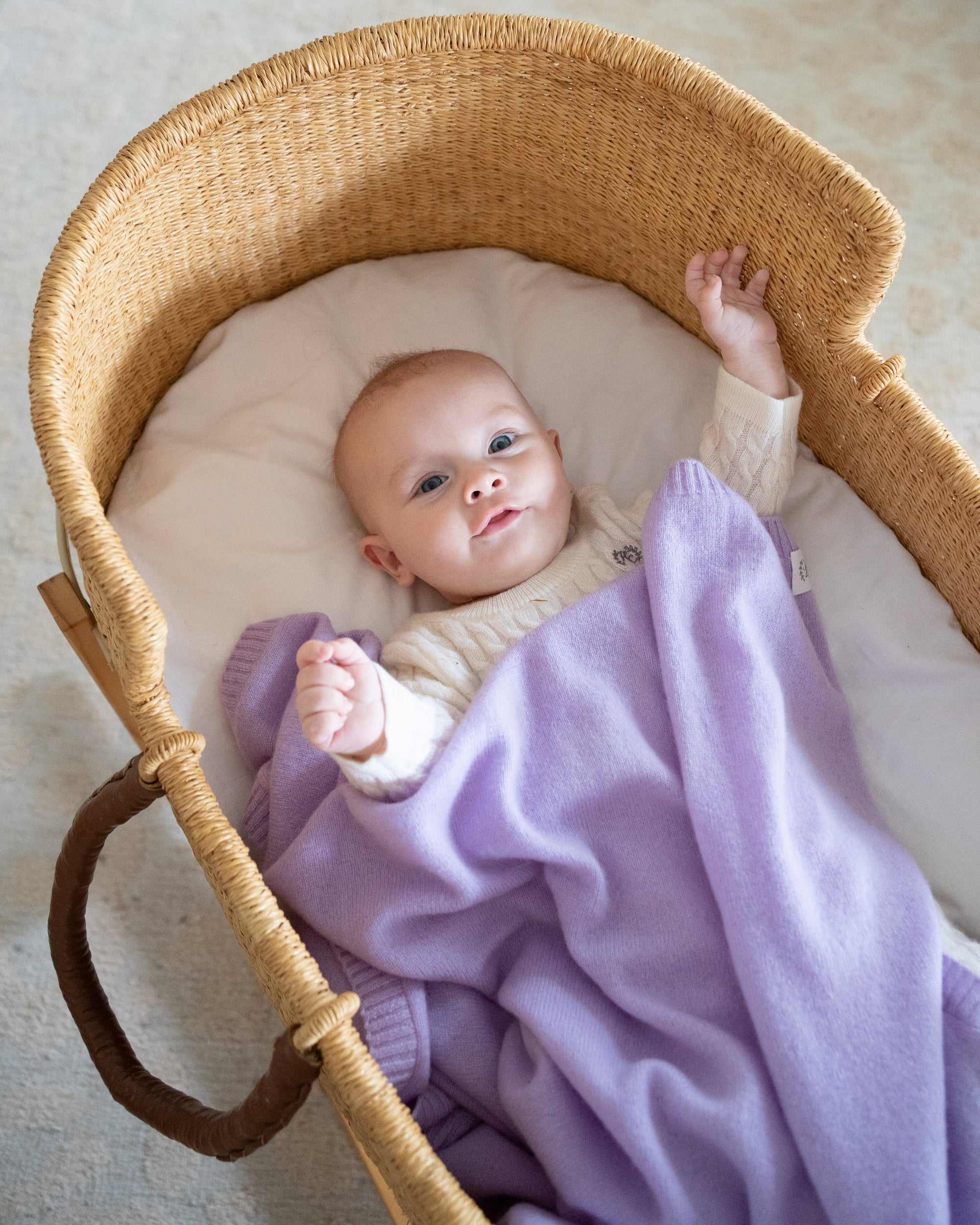 Cashmere Plain Knit Baby Blanket - Lavender