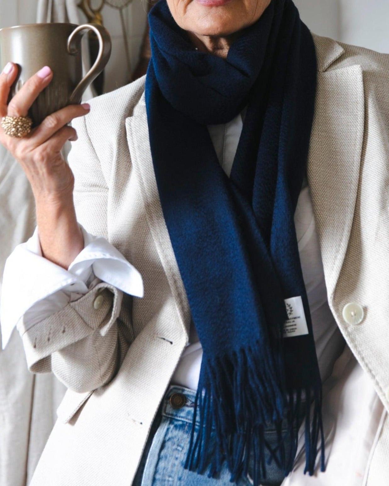 Sofia Cashmere Scarf - Navy - Heirloom Cashmere Australia