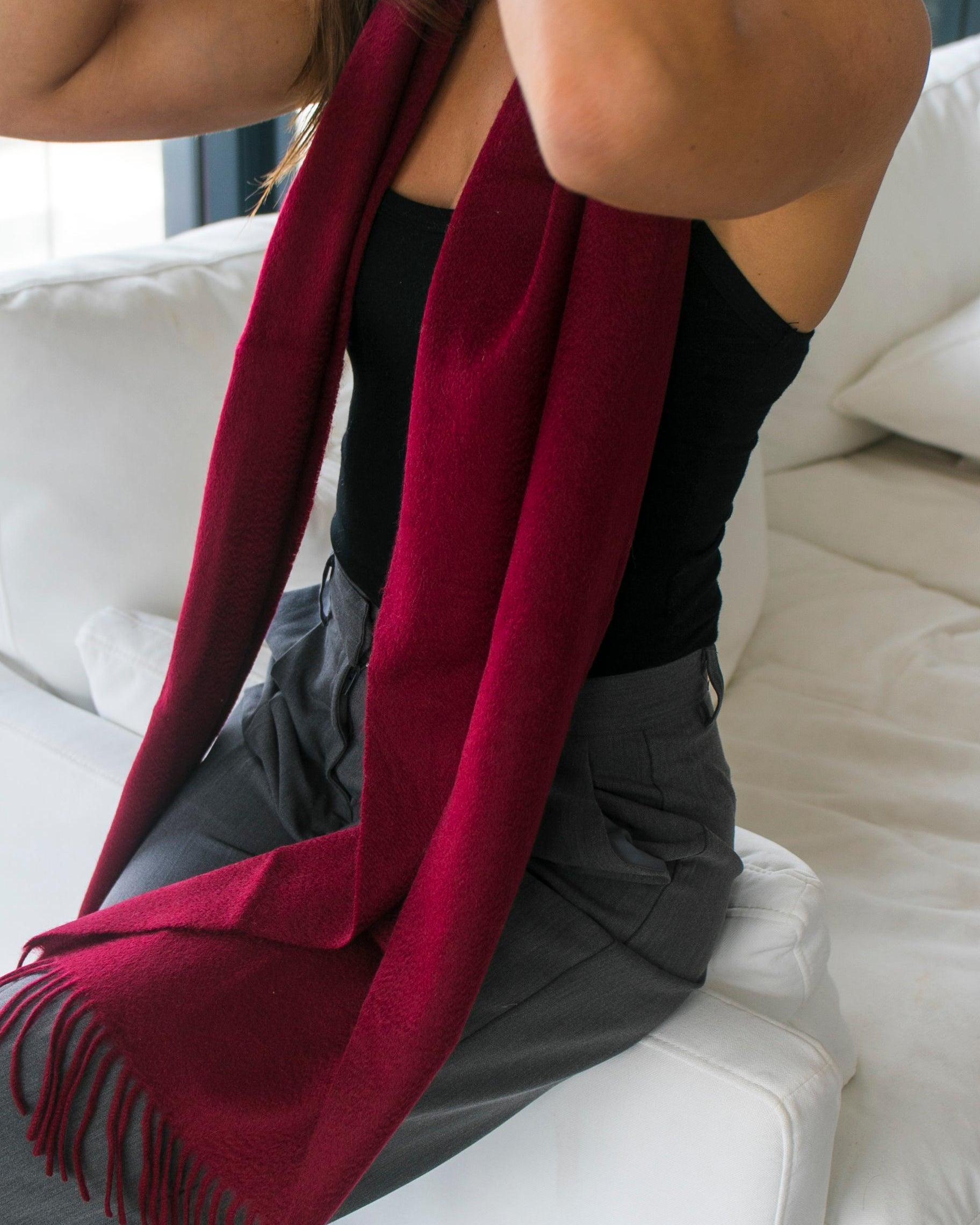Sofia Cashmere Scarf - Wine - Heirloom Cashmere Australia