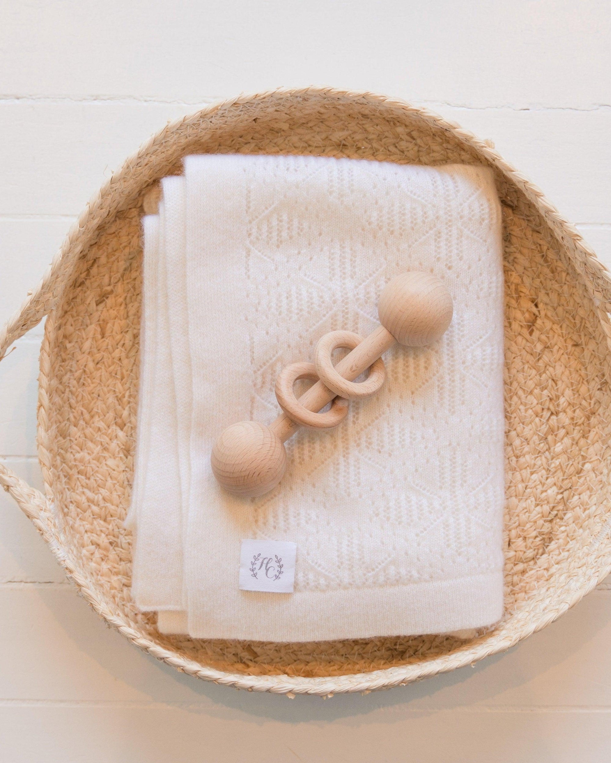 Vintage Cashmere Baby Blanket - Snowflake - Heirloom Cashmere Australia