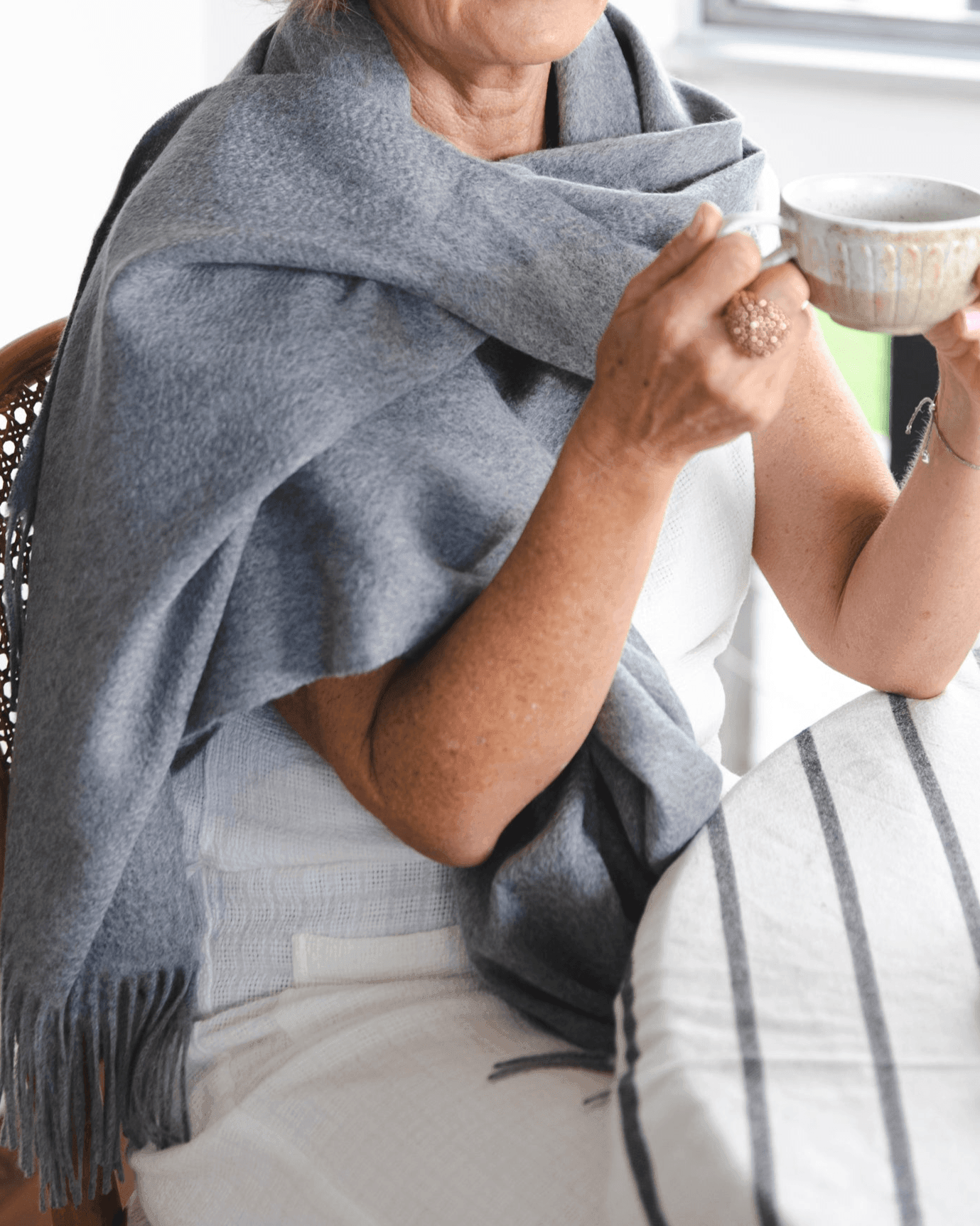 Alma Large Cashmere Wrap - Slate - Heirloom Cashmere Australia