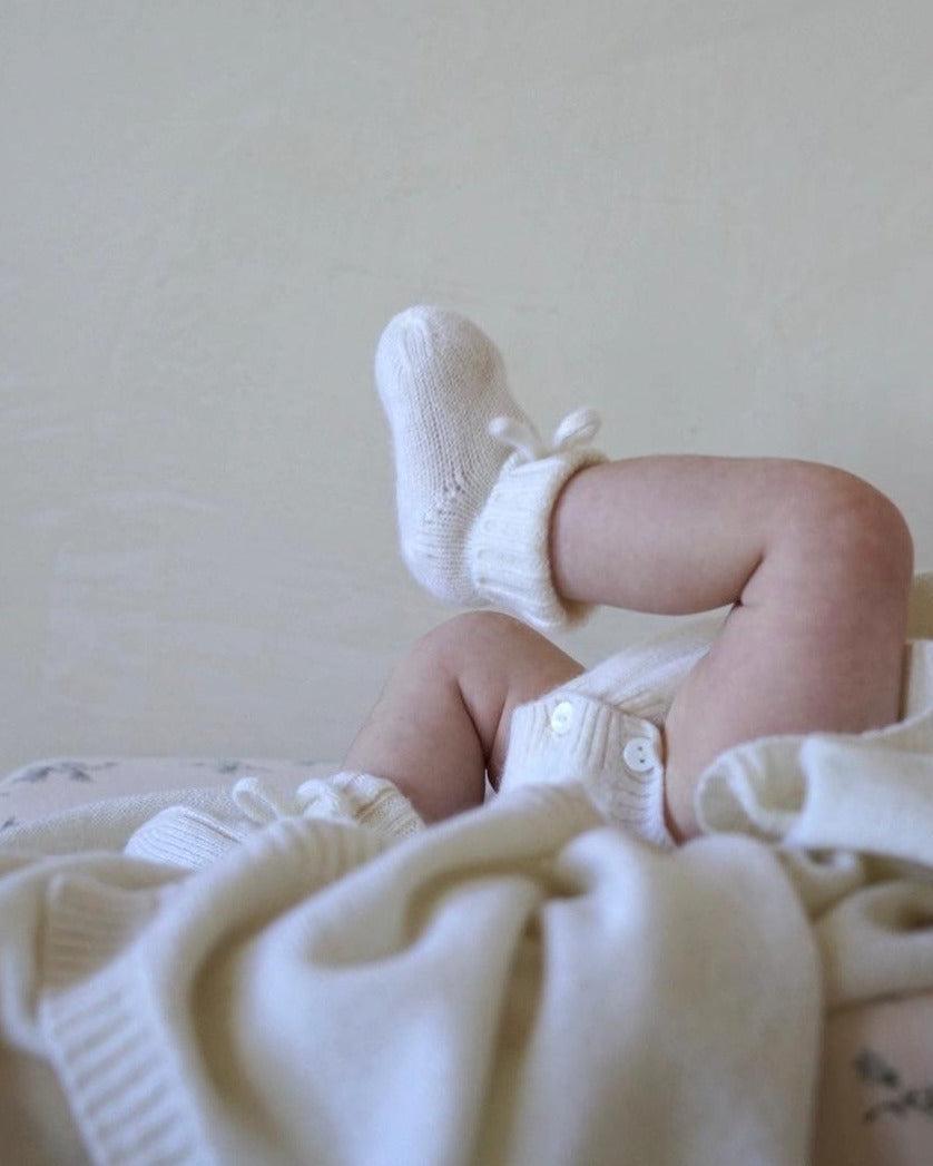 Cashmere Baby Booties - Snow - Heirloom Cashmere Australia