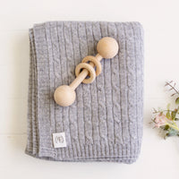 Cashmere Cable Knit Baby Blanket - Ash - Heirloom Cashmere Australia