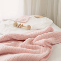 Cashmere Cable Knit Baby Blanket - Blush - Heirloom Cashmere Australia
