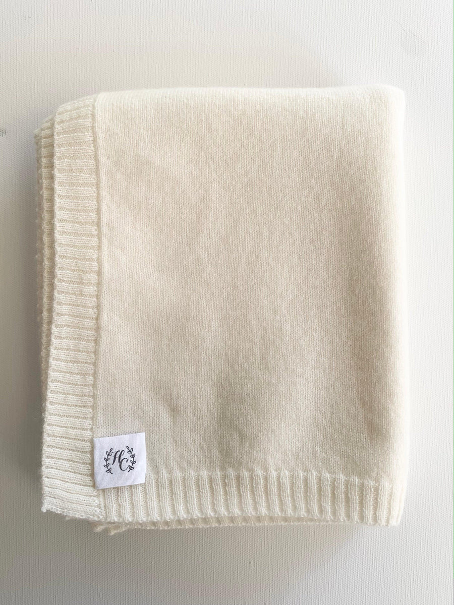 Cashmere Plain Knit Baby Blanket - Cream - Heirloom Cashmere Australia