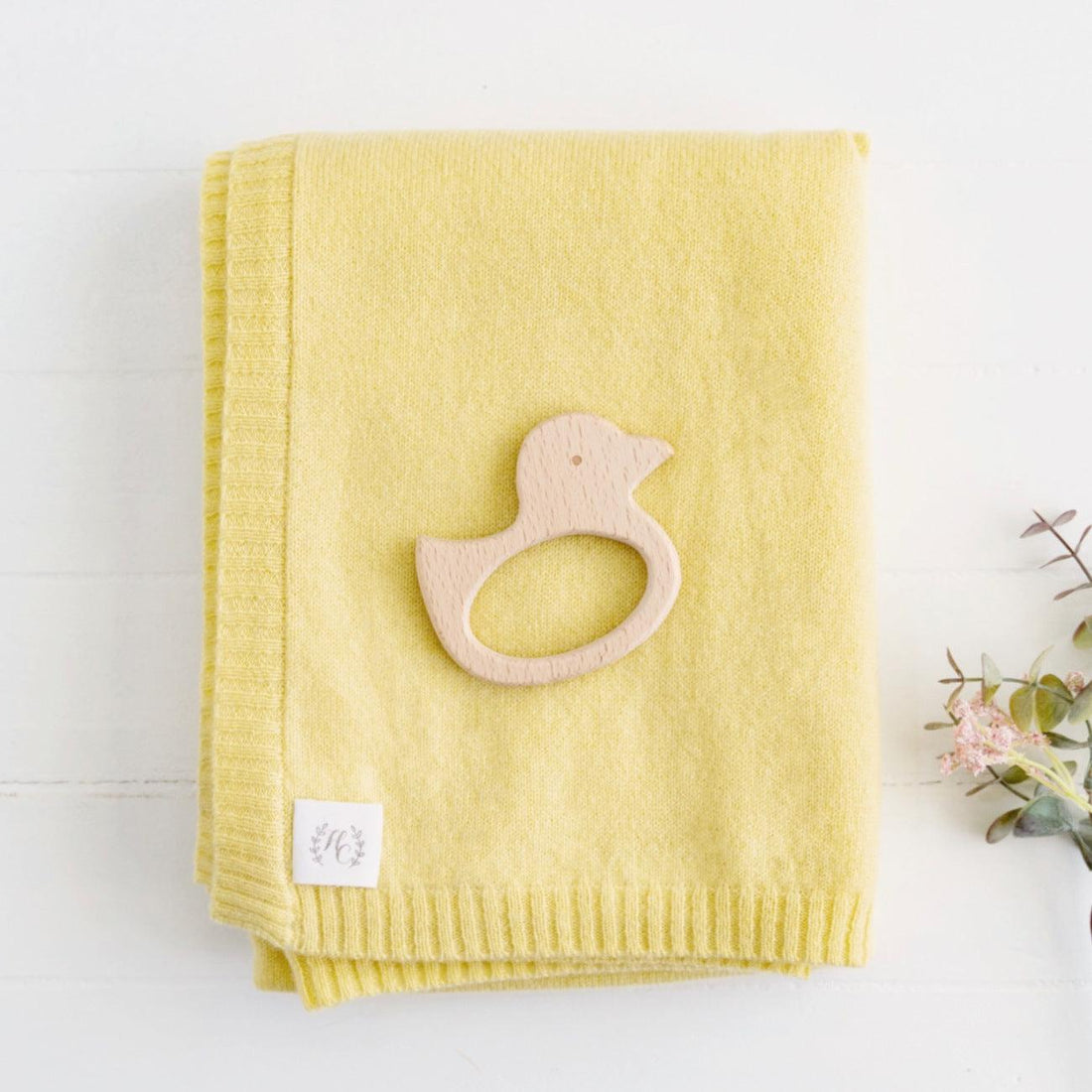 Cashmere Plain Knit Baby Blanket Lemon Heirloom Cashmere Australia