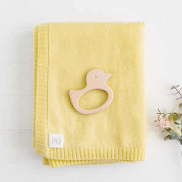 Cashmere Plain Knit Baby Blanket - Lemon - Heirloom Cashmere Australia