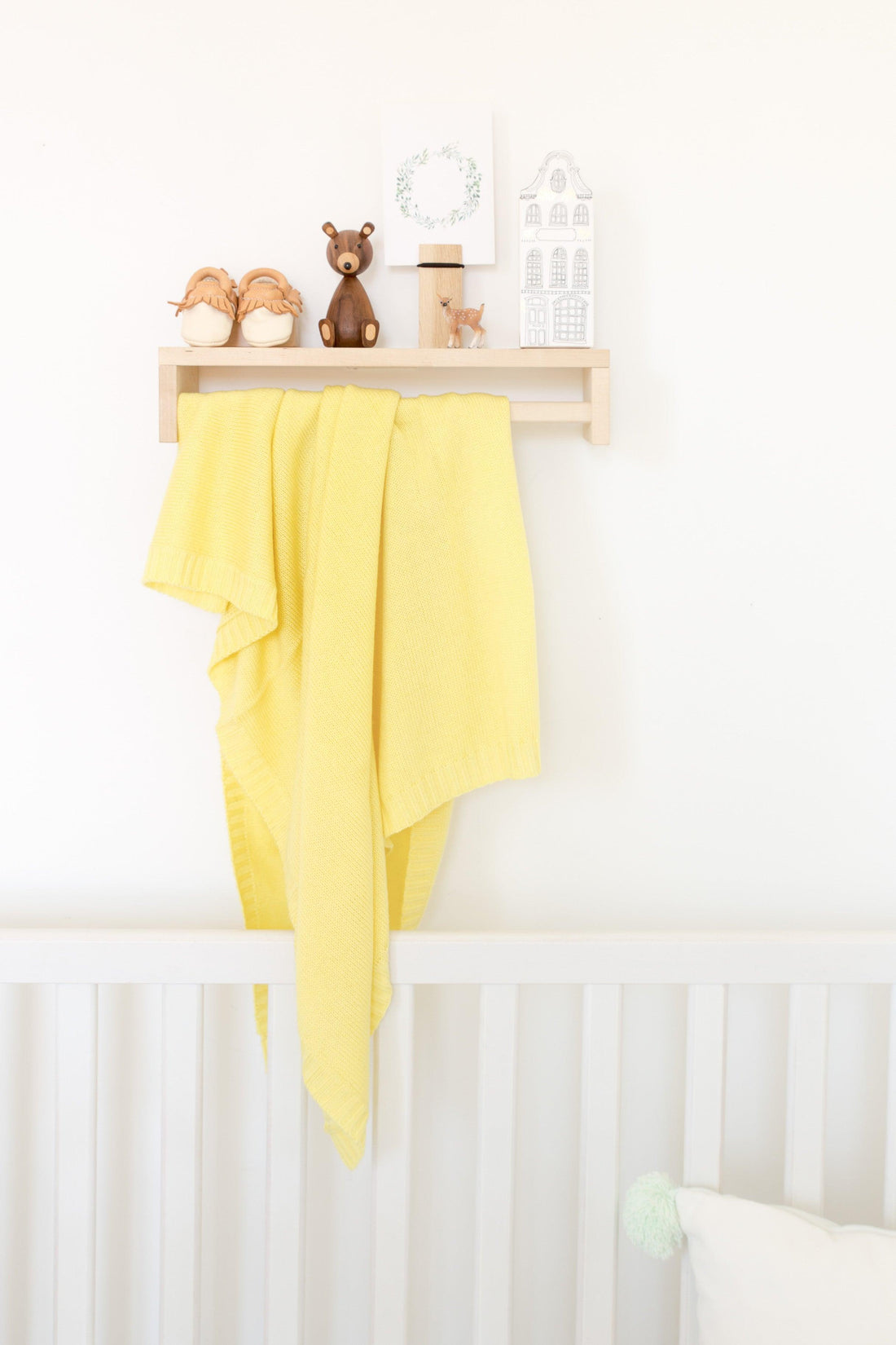 Cashmere Plain Knit Baby Blanket Lemon Heirloom Cashmere Australia