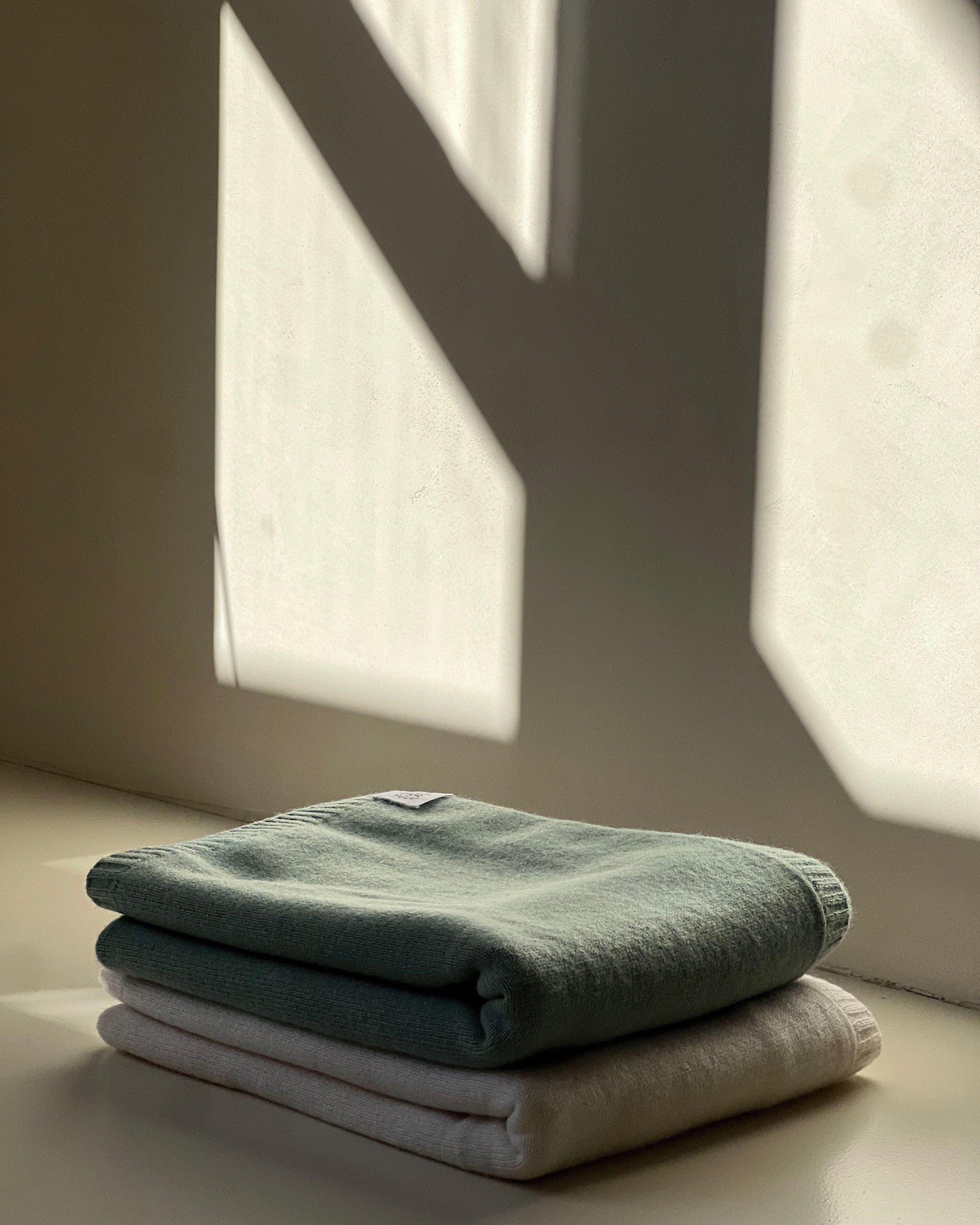 Cashmere Plain Knit Baby Blanket - Sage - Heirloom Cashmere Australia