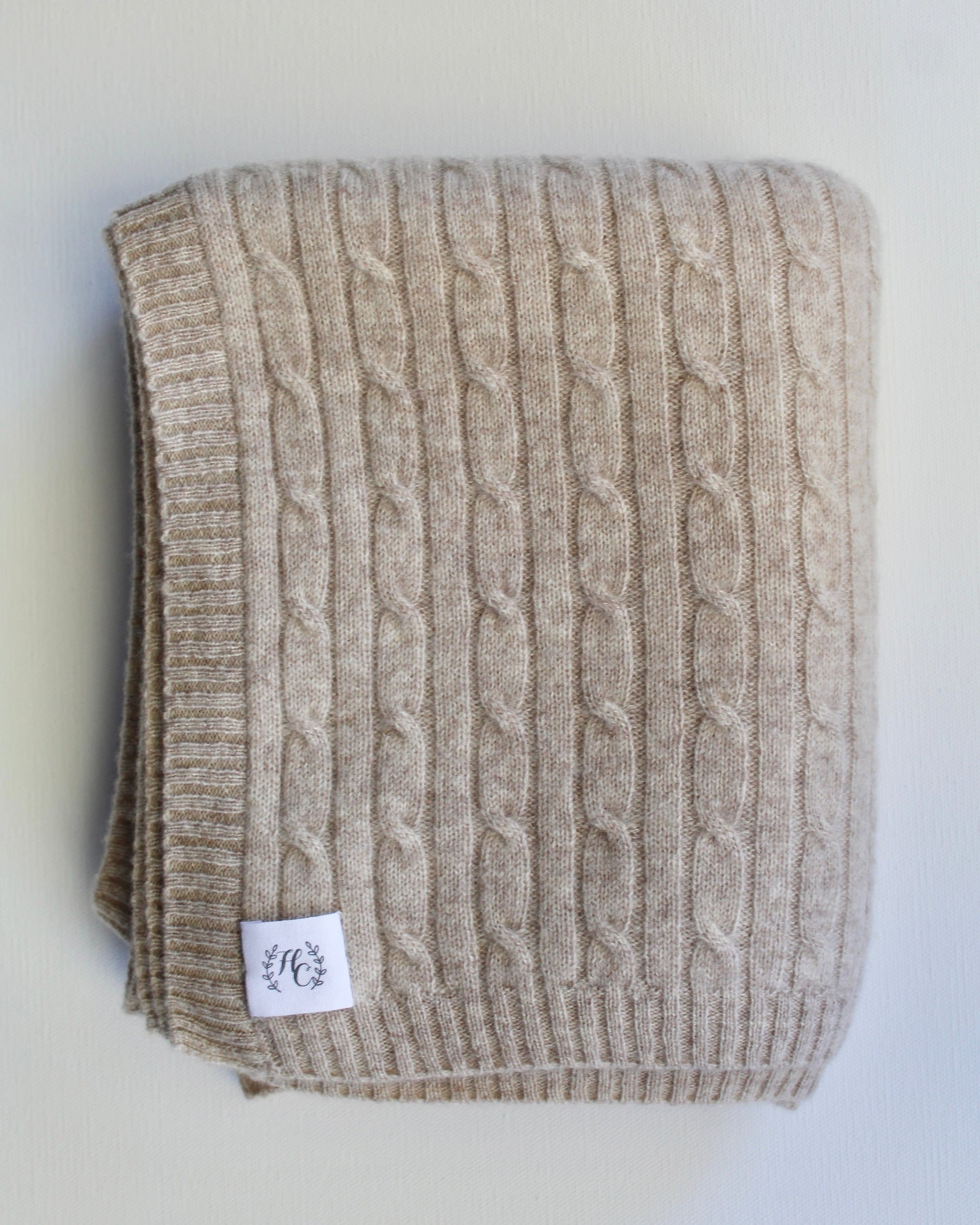 Cashmere Cable Knit Baby Blanket Toast – Heirloom Cashmere