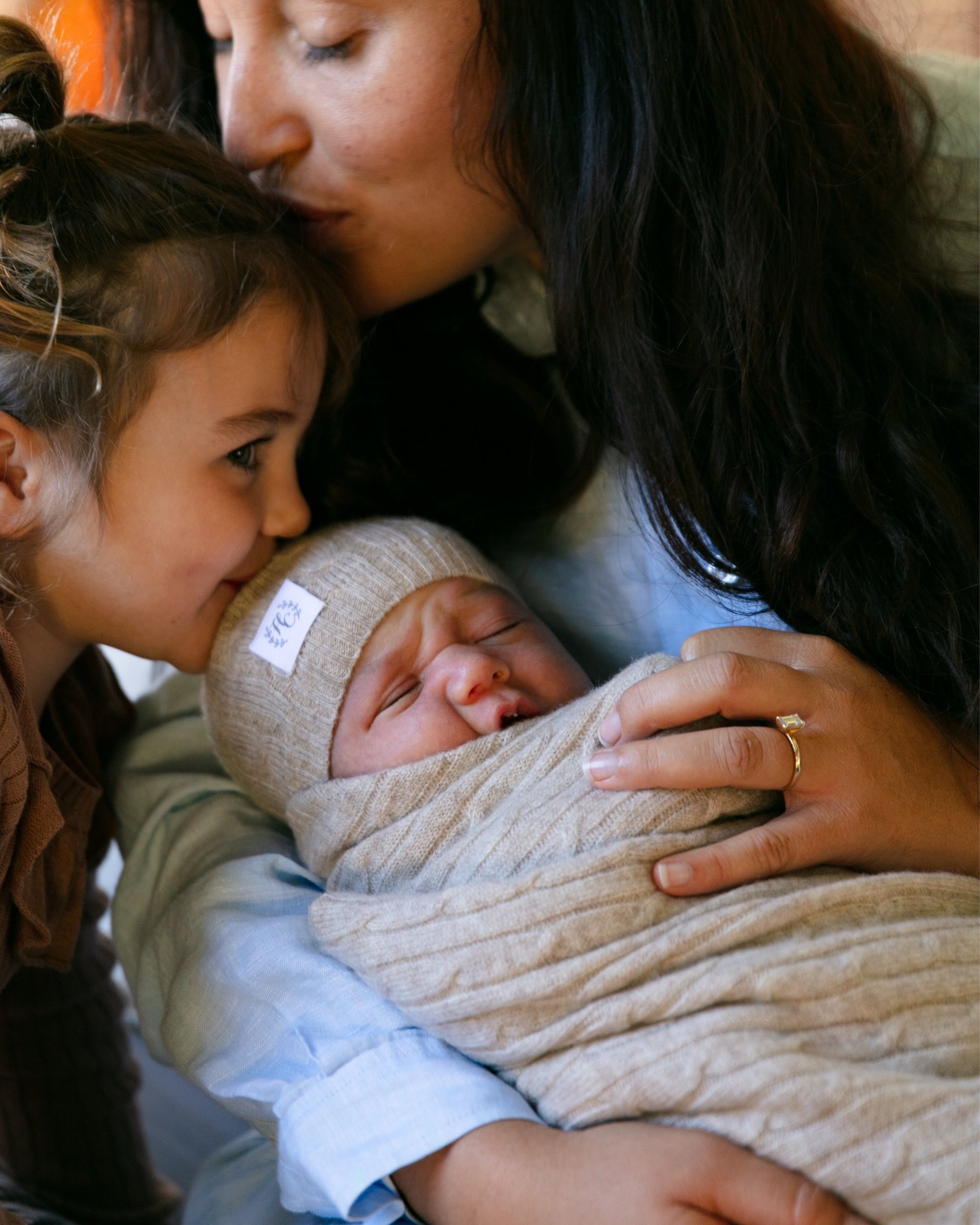 cashmere cable knit baby blanket toast 3