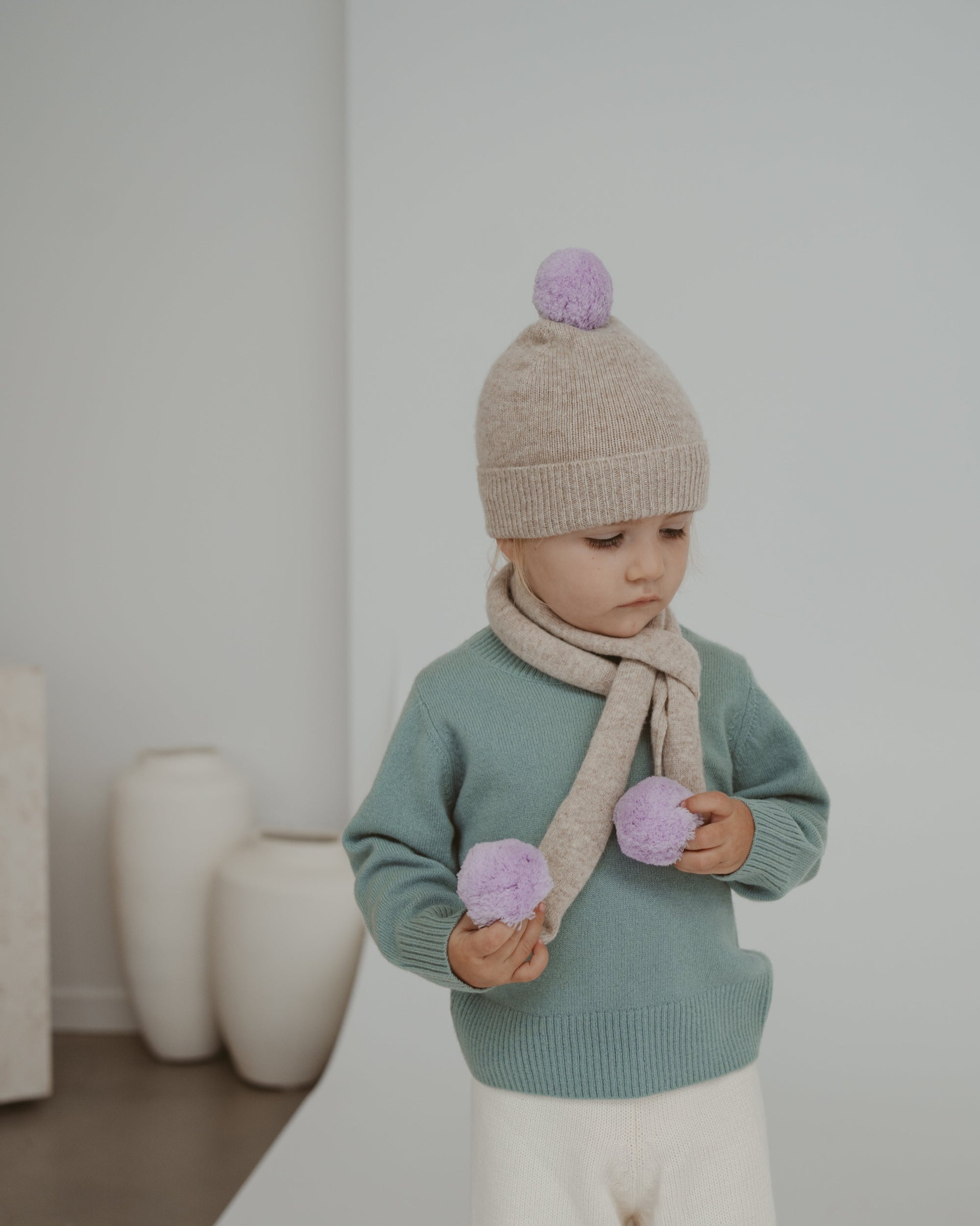 cashmere kids pom-pom scarf 3