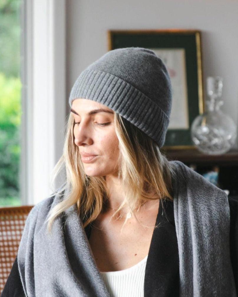 Saga Cashmere Beanie - Ash - Heirloom Cashmere Australia