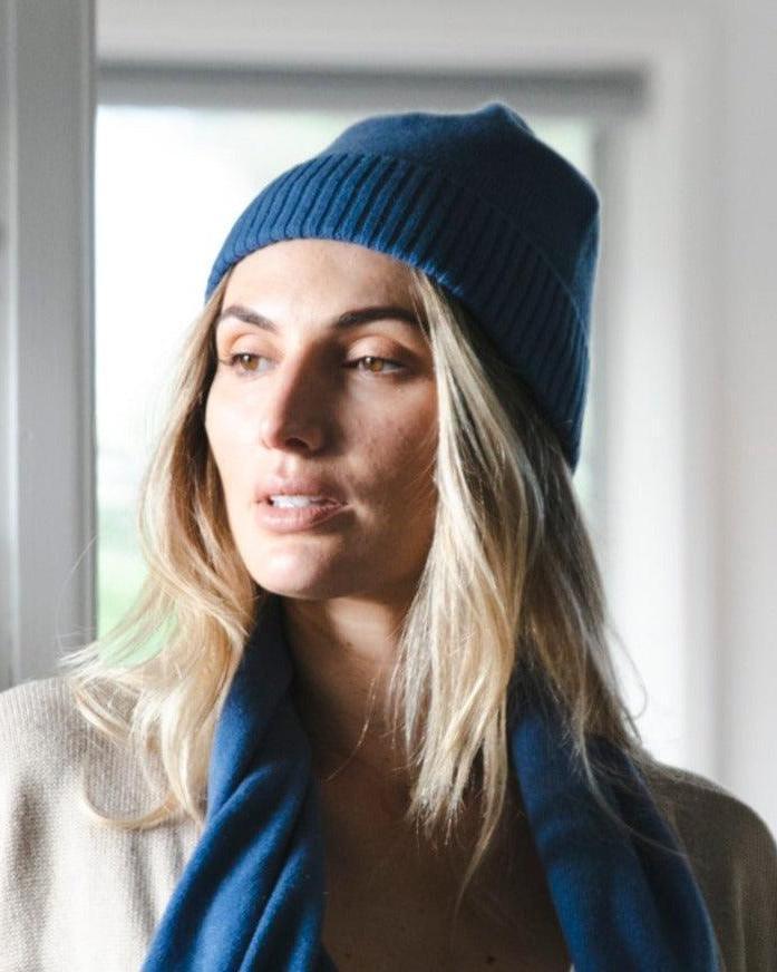 Saga Cashmere Beanie - Indigo - Heirloom Cashmere Australia