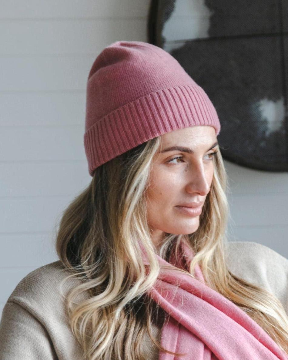 Saga Cashmere Beanie - Rose - Heirloom Cashmere Australia
