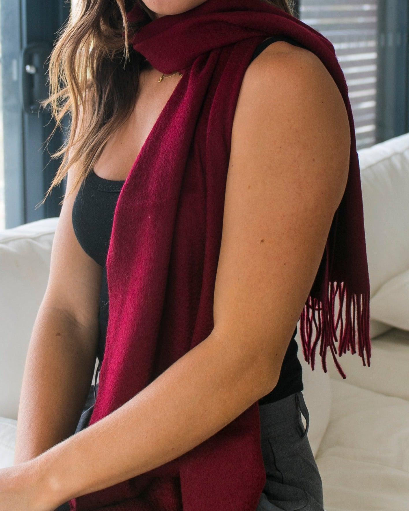 Sofia Cashmere Scarf - Wine - Heirloom Cashmere Australia